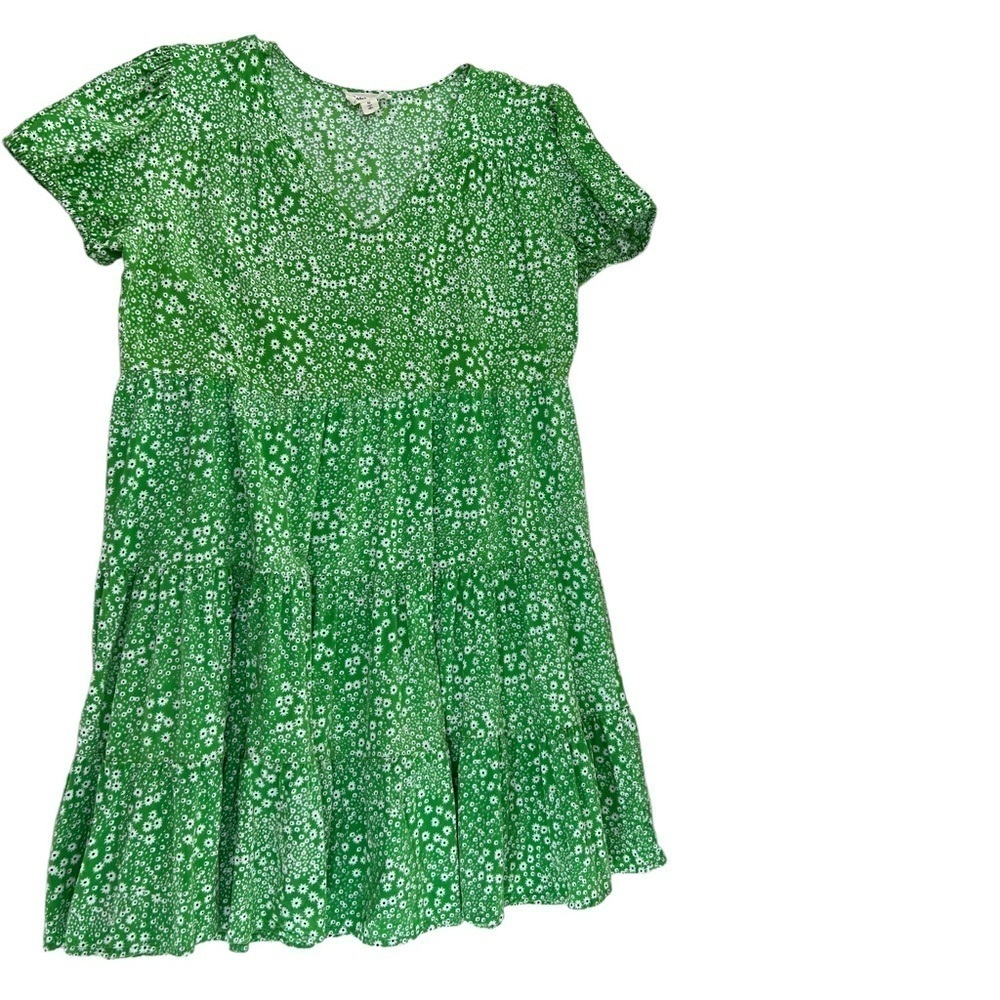 Violet Skies Green Floral Tiered Cottagecore Dress Medium